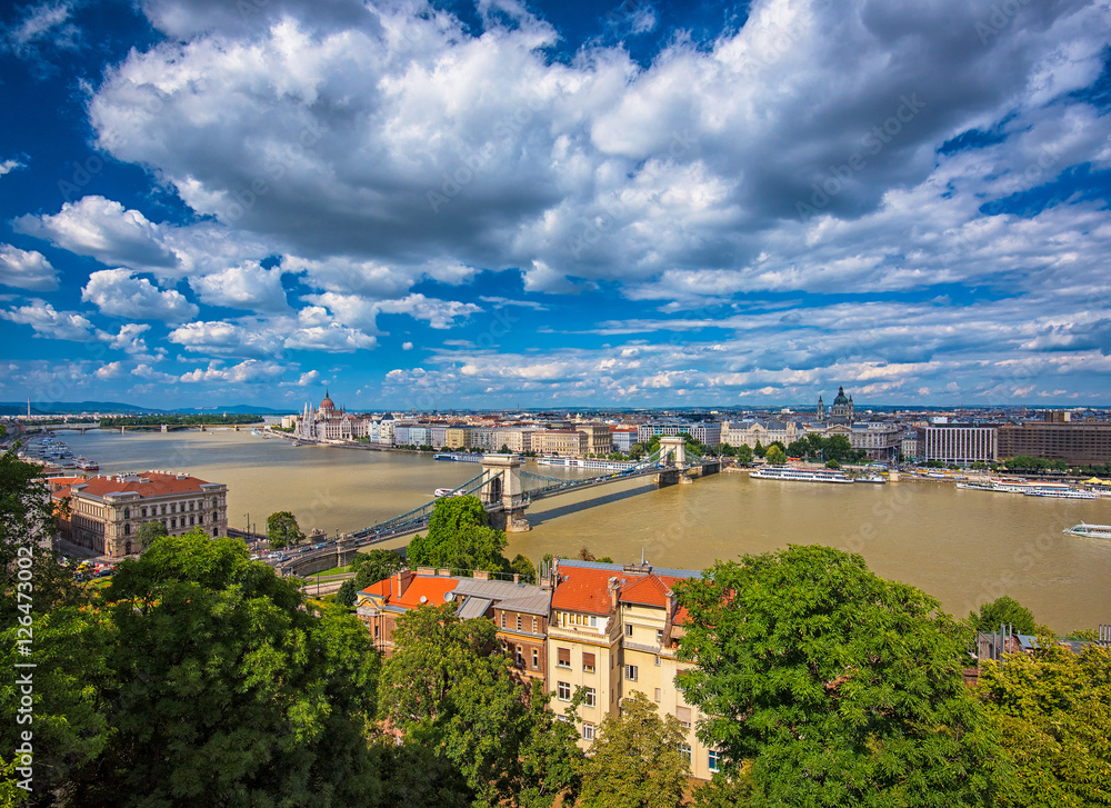 View on the city of Budapest on a sunny day