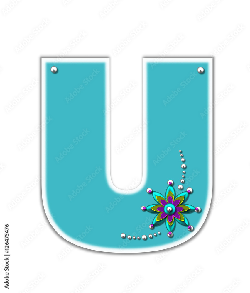 Fototapeta premium Alphabet Metallica Turquoise U