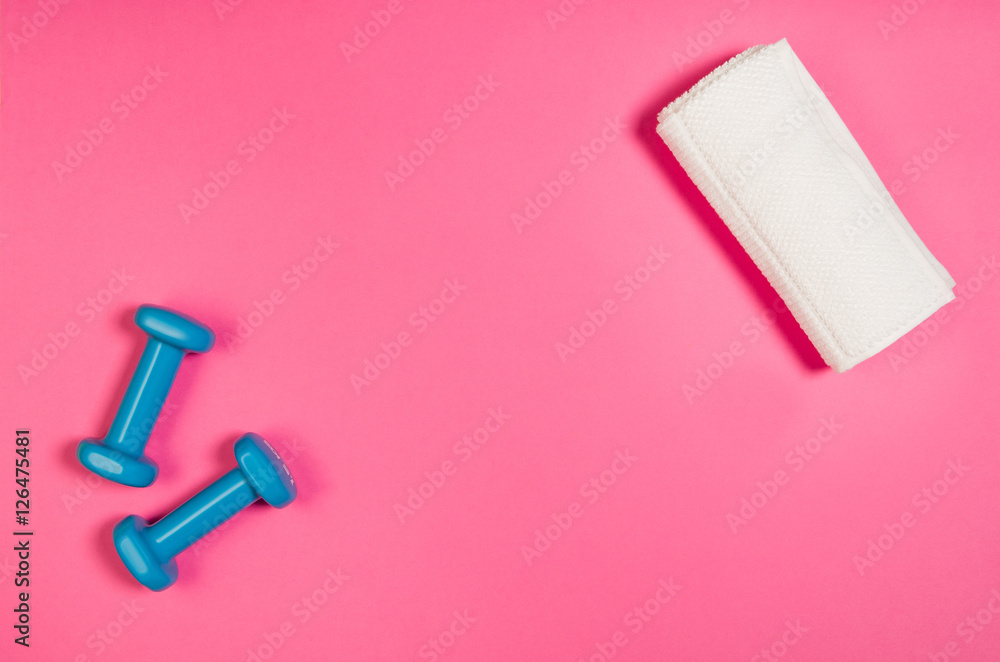 Sport, fitness and healthy lifestyle concept image on bright colorful background. Photograph taken from above, top view. Sport, fitness and healthy lifestyle concept image on bright colorful background. Photograph taken from above, top view.