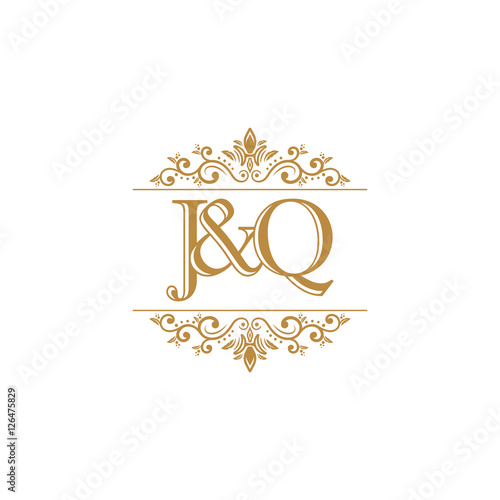 J&Q Initial logo. Ornament gold