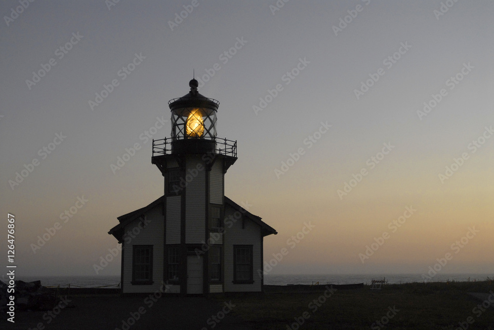 Cabrillo Lighthouse at Sunset, California Coast