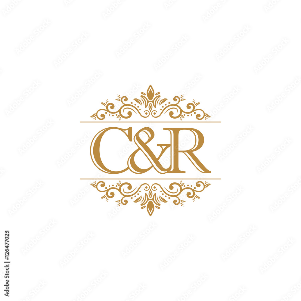 C&R Initial logo. Ornament gold
