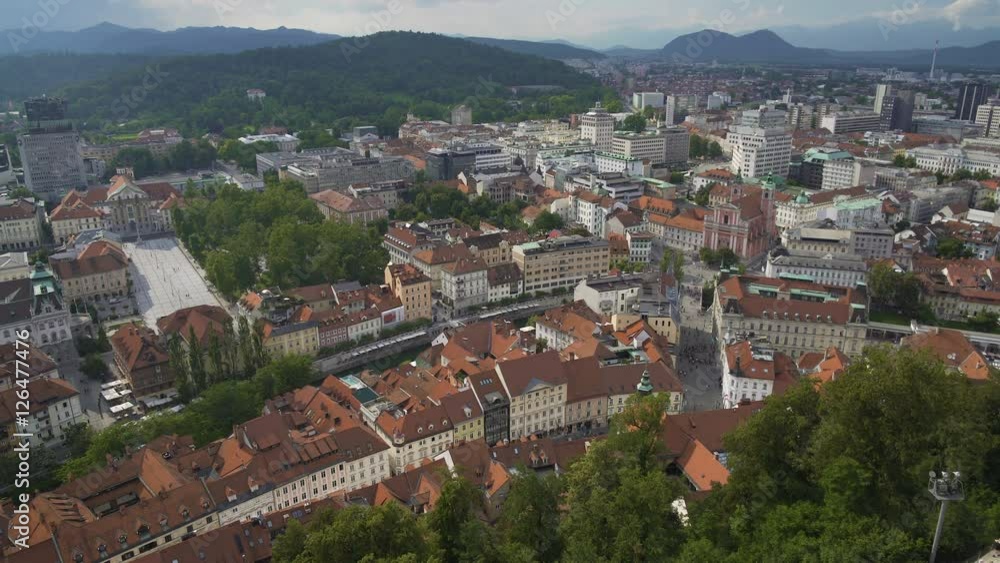 Ljubljana aerial view, trip to economic and cultural center of Slovenia, tourism Ljubljana aerial view, trip to economic and cultural center of Slovenia, tourism