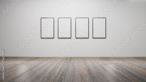 Interior with blank picture frames 3d rendering © Natalia80