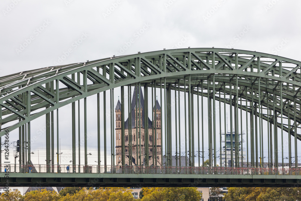 View of Koln cathedral and bridge, Germany