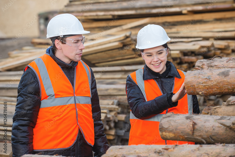 Cut trees and workers