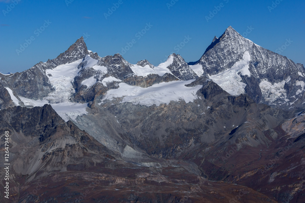 Winter landscape from matterhorn glacier paradise Swiss Alps, Switzerland