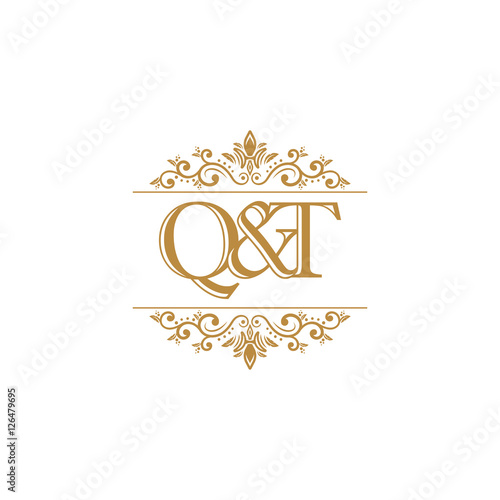 Q&T Initial logo. Ornament gold