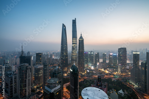 Canvas Print Elevated view of Lujiazui, shanghai - China.