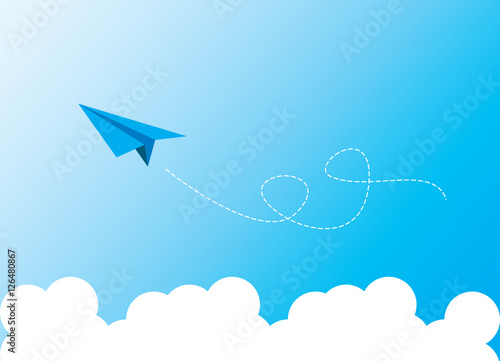 paper plane on blue sky