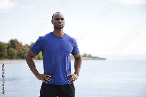 young fitness man on the beach
