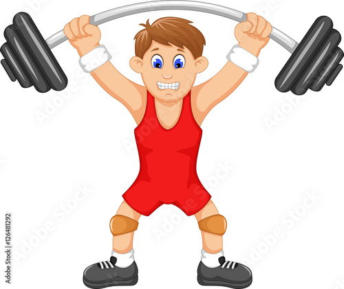 cute man athlete doing weightlifter