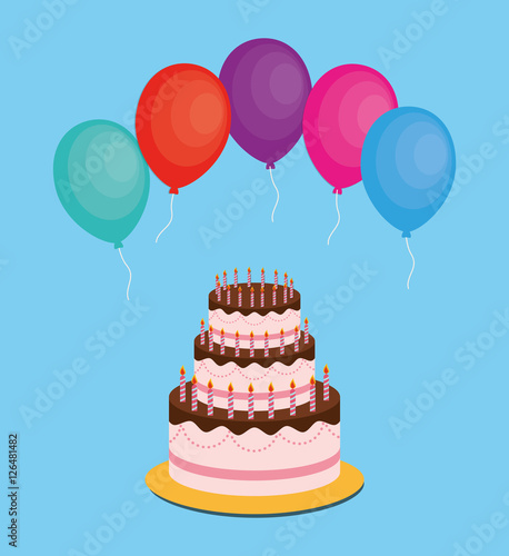 Happy birthday cake icon vector illustration graphic design