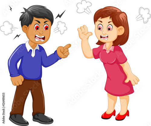 cartoon father and mother arguing