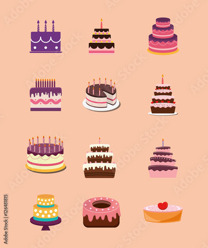 Happy birthday cake icon vector illustration graphic design