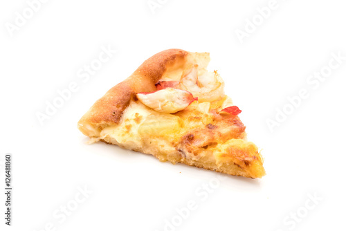 hawaiian seafood pizza isolated on white background