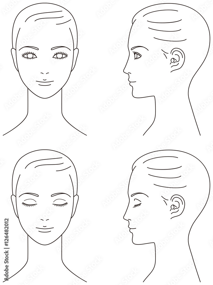Fototapeta premium 女性の顔 正面と横顔