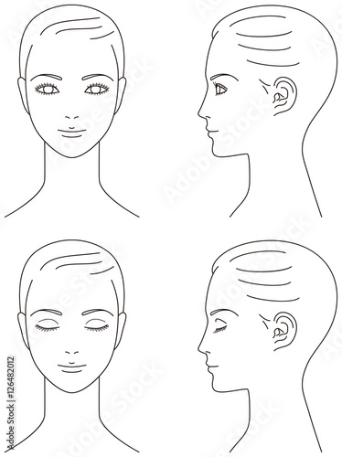 女性の顔　正面と横顔