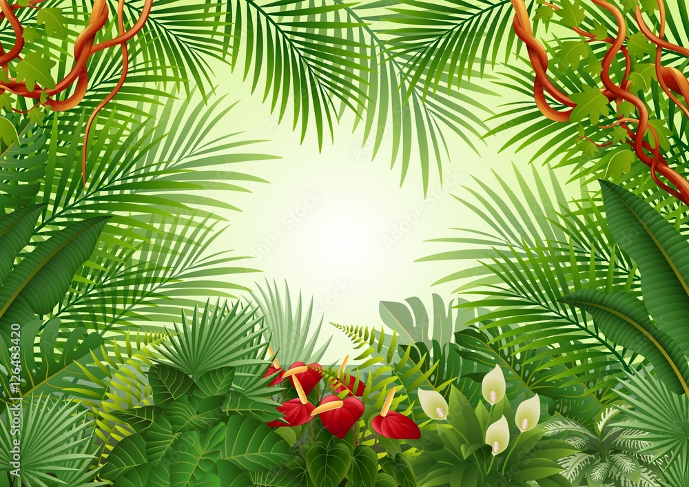 Seamless with Tropical forest background
