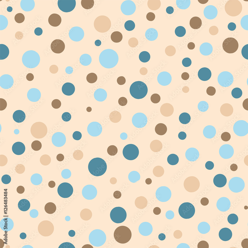 Abstract seamless pattern with circles in retro style on a beige background.