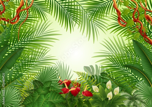 Seamless with Tropical forest background  