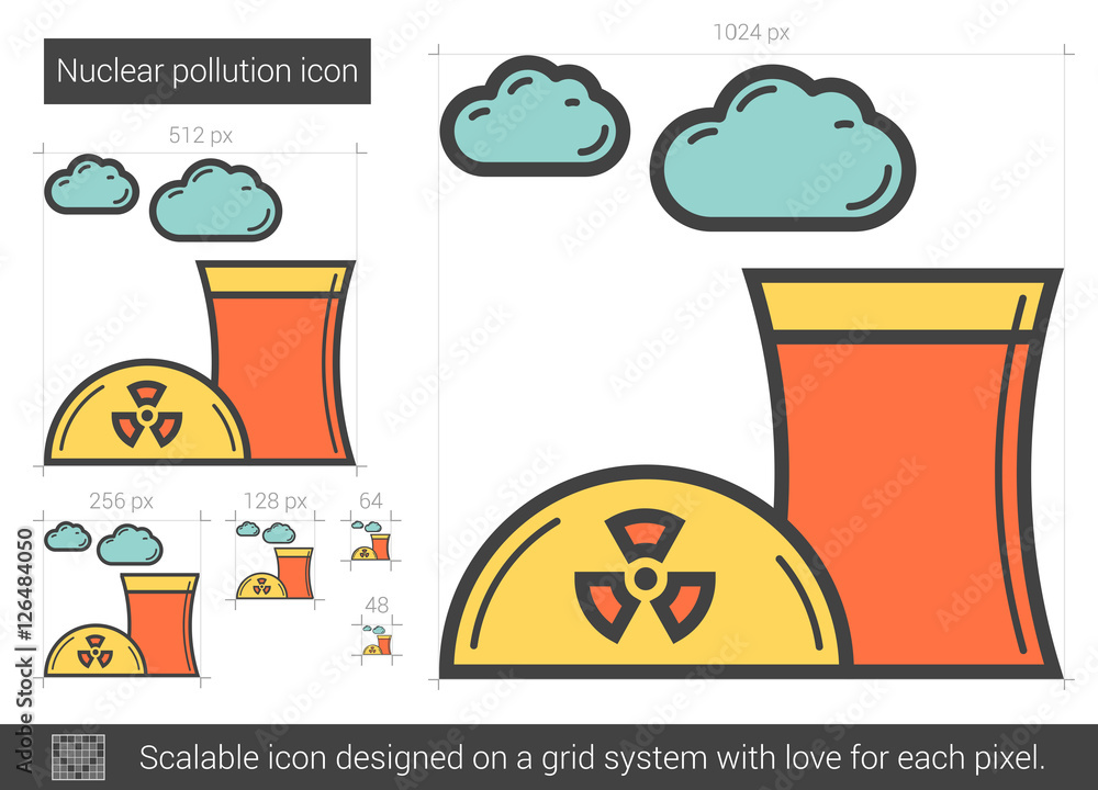 Fototapeta premium Nuclear pollution line icon.