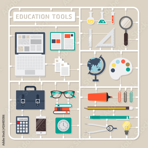 Creative thinking vector flat design model kits for education tools.