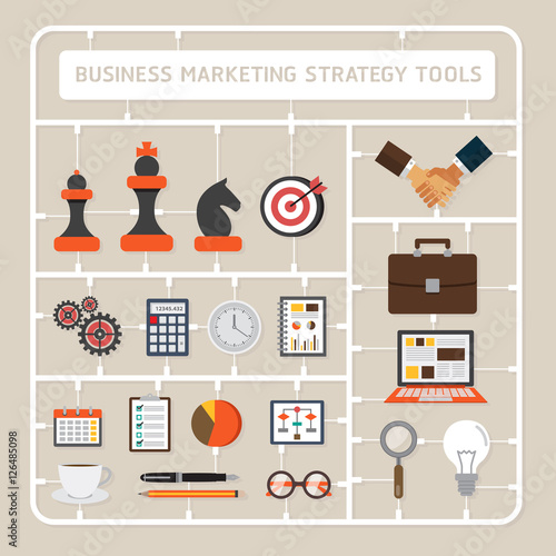 Creative thinking vector flat design model kits for business marketing strategy tools
