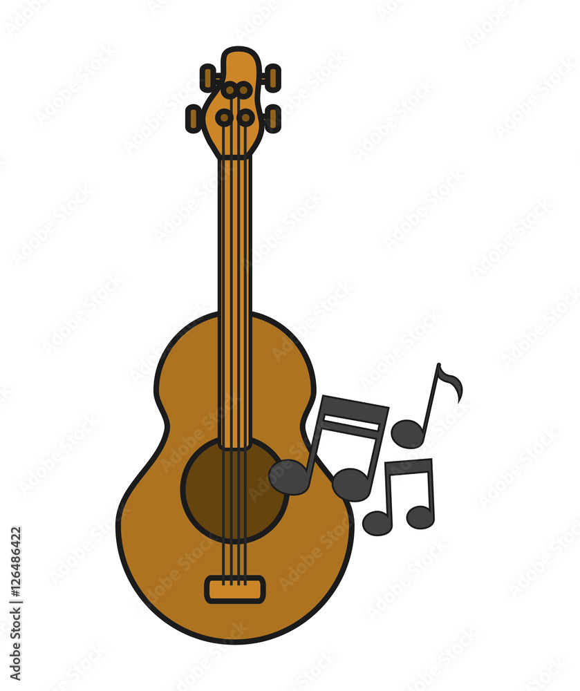 guitar instrument icon. music sound melody and musical theme. Isolated design. Vector illustration