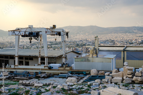 the building Site for renovation at Acropolis,Athens,Greece © kevinlert