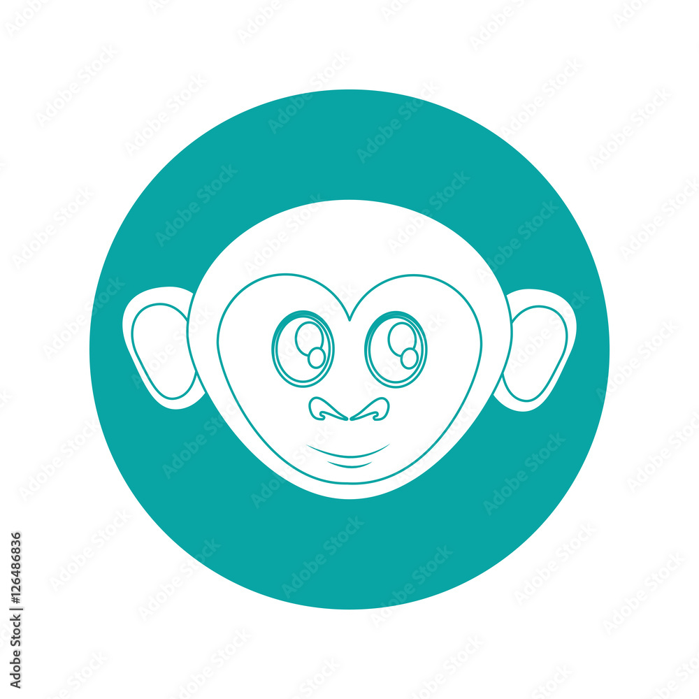 Monkey silhouette inside circle icon. Animal wildlife ape and primate theme. Isolated design. Vector illustration Monkey silhouette inside circle icon. Animal wildlife ape and primate theme. Isolated design. Vector illustration