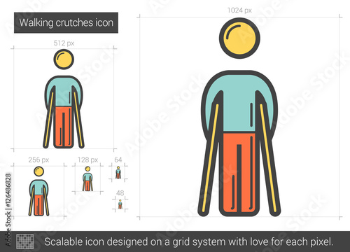 Walking crutches line icon.