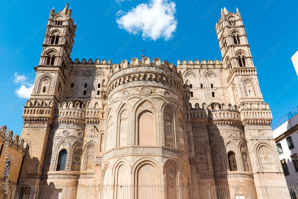 Backside of the huge cathedral in Palermo, Sicily