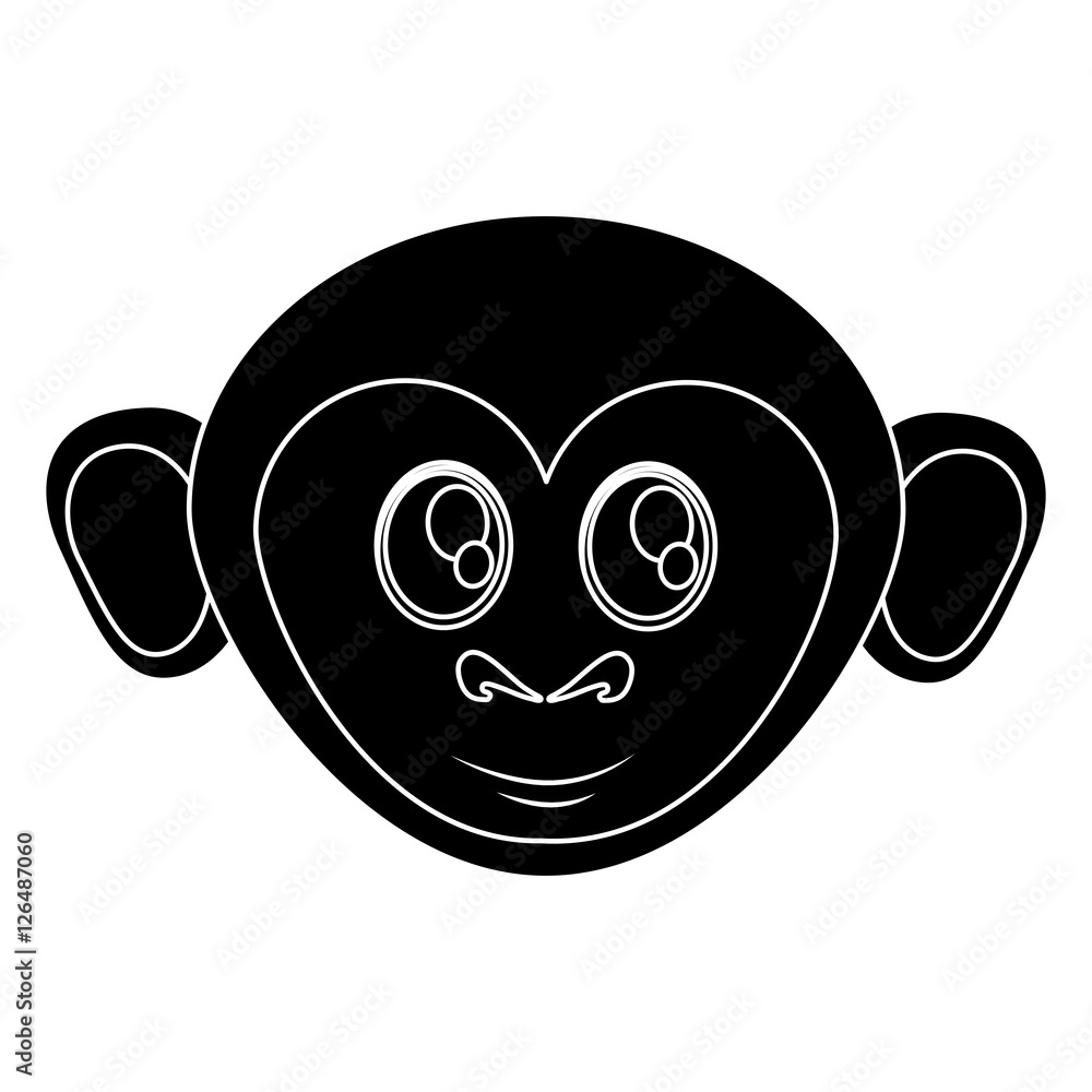 Monkey cartoon face icon. Animal wildlife ape and primate theme. Isolated design. Vector illustration Monkey cartoon face icon. Animal wildlife ape and primate theme. Isolated design. Vector illustration
