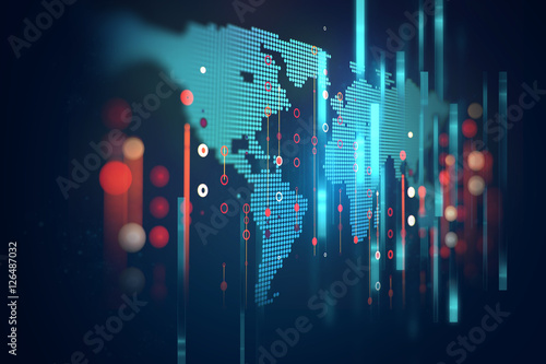 Fototapeta Naklejka Na Ścianę i Meble -  futuristic earth map technology abstract background