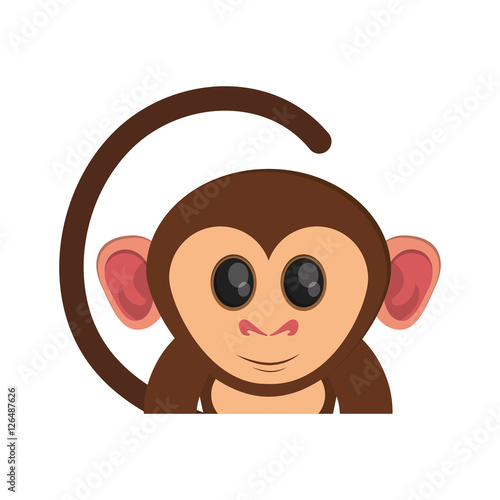 Monkey cartoon icon. Animal wildlife ape and primate theme. Isolated design. Vector illustration
