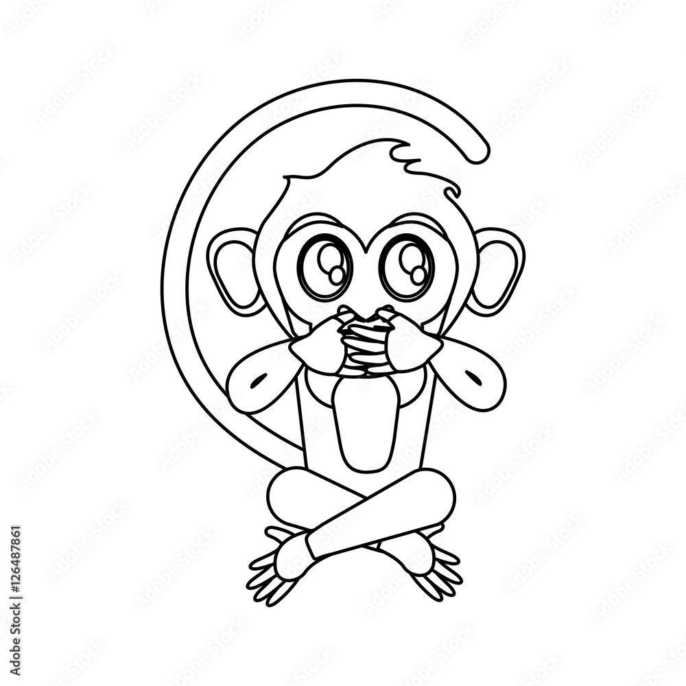 Monkey cartoon silhouette icon. Animal wildlife ape and primate theme. Isolated design. Vector illustration Monkey cartoon silhouette icon. Animal wildlife ape and primate theme. Isolated design. Vector illustration
