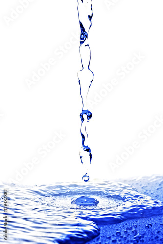 Water falling into puddle