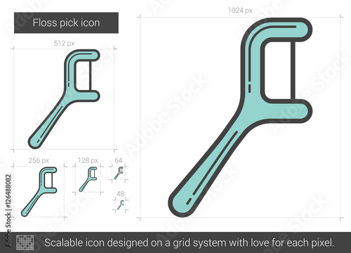 Floss pick line icon.