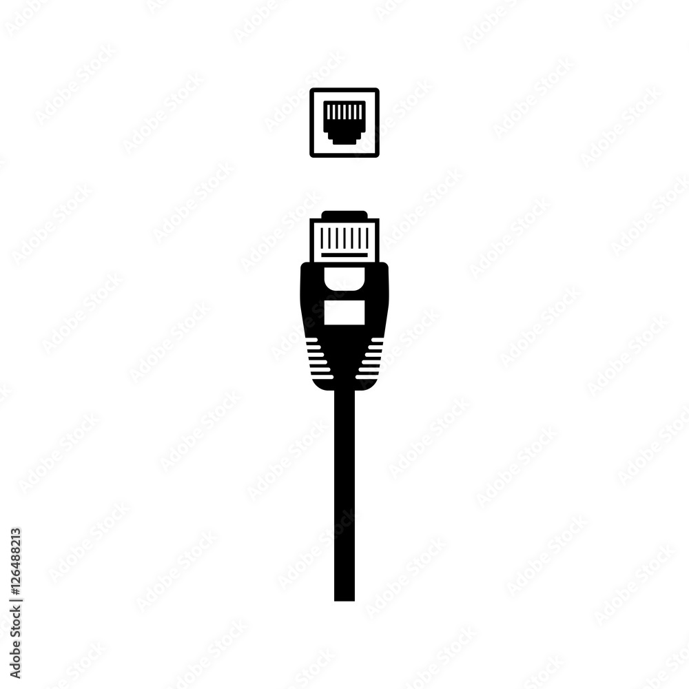 Ethernet cable and network port vector icon vector de Stock | Adobe Stock