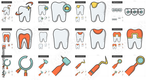 Stomatology line icon set.