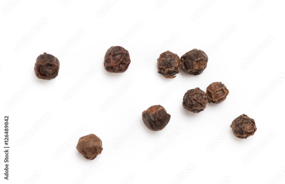 Black pepper isolated on white background. Spices. Black pepper isolated on white background. Spices.