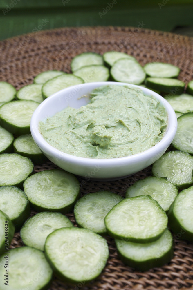 Cucumber slices and natural cucumber facial