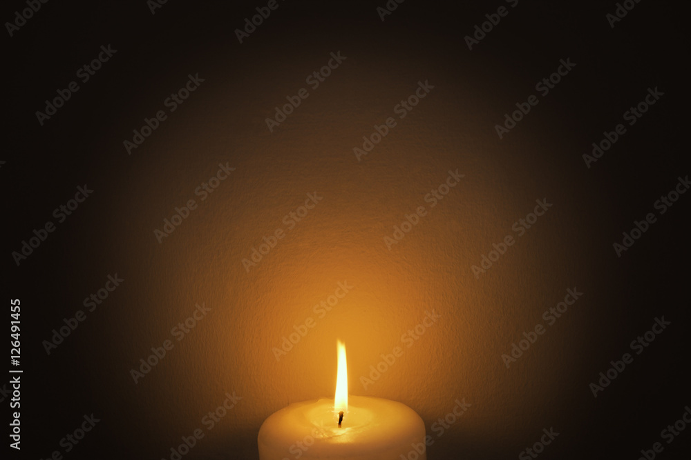 Fototapeta premium White candle and flame