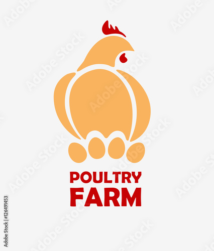 Chicken logo design template. Stylizing hen eggs hatch icon such us logotype. Vector illustration