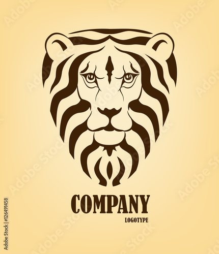 Stylized lion head icon such as logotype. Vector illustration