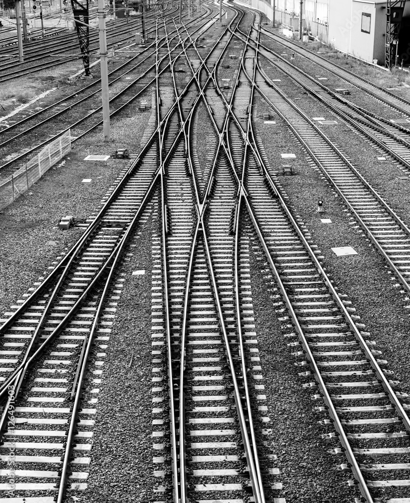 Railroad tracks at Southern Cross Station in Melbourne Australia