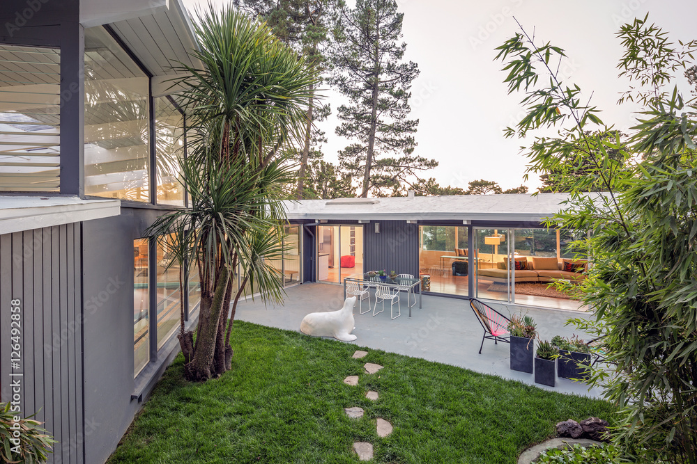 Mid Century Modern home with open floorplan. Stock Photo | Adobe Stock