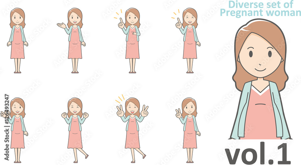 Diverse set of pregnant women , EPS10 vector format vol.1 Diverse set of pregnant women , EPS10 vector format vol.1