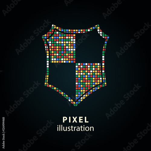 Shield - pixel illustration. © lovemask